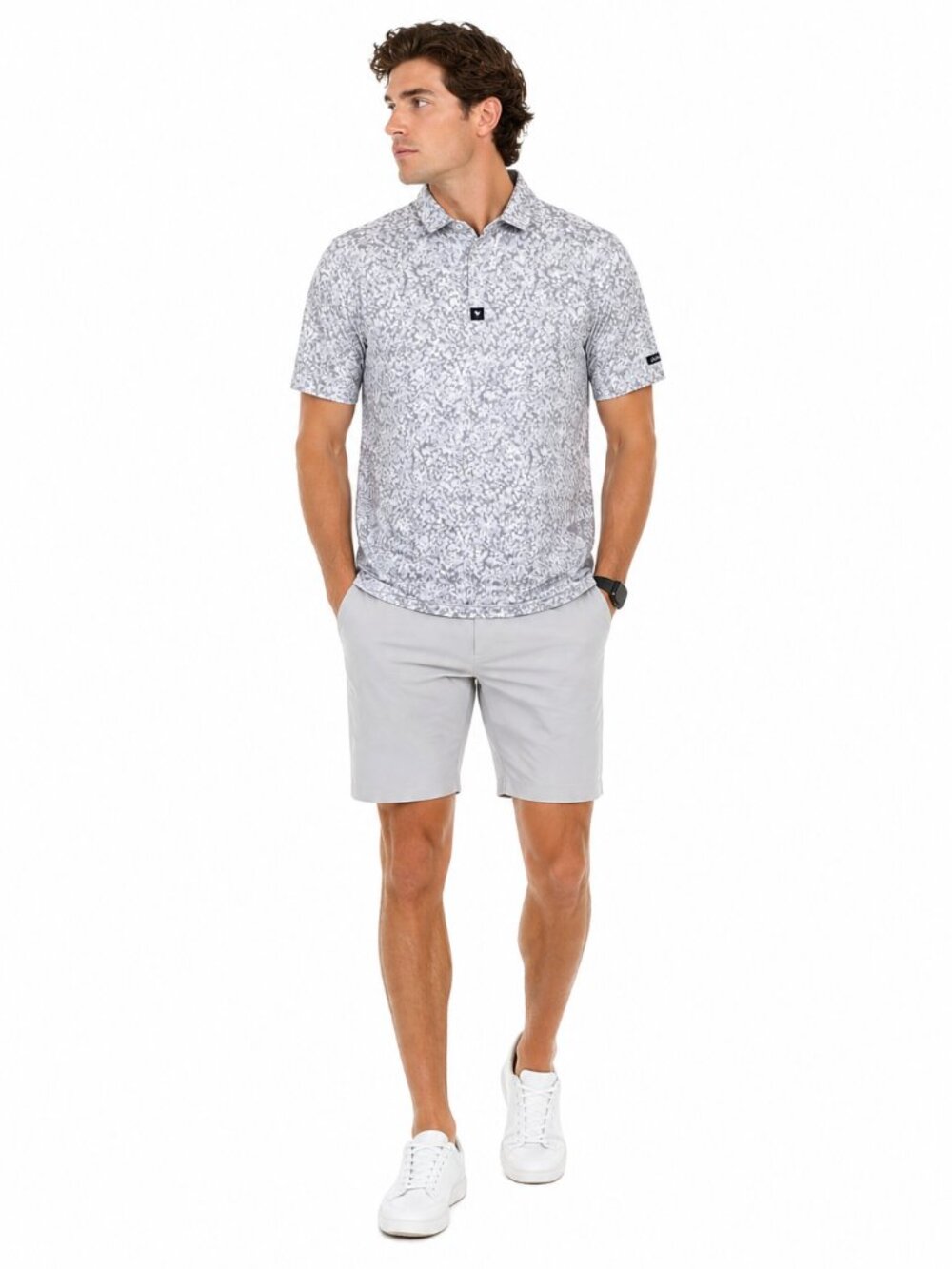 Bad Birdie Golf Polo XL Gray Camo Performance Stretch Short Sleeve